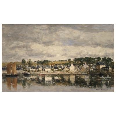 Kunstdruck auf Leinwand - Village par une Rivière Eugène Boudin - Wanddeko, Canvas