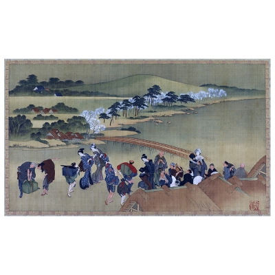Kunstdruck auf Leinwand - Kirschblüten-Ansicht - Katsushika Hokusai - Wanddeko, Canvas