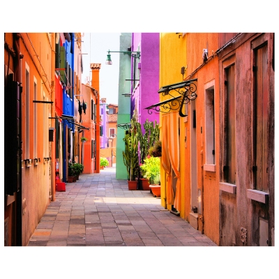 Tableau, Impression Sur Toile - Vivacité À Burano, L'Ile Colorée - Décoration murale