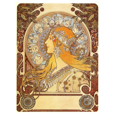 Tableau, Impression Sur Toile - Zodiaque Alphonse Mucha - Décoration murale